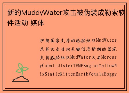 新的MuddyWater攻击被伪装成勒索软件活动 媒体