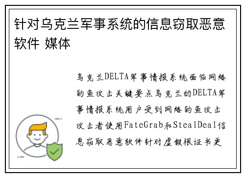针对乌克兰军事系统的信息窃取恶意软件 媒体
